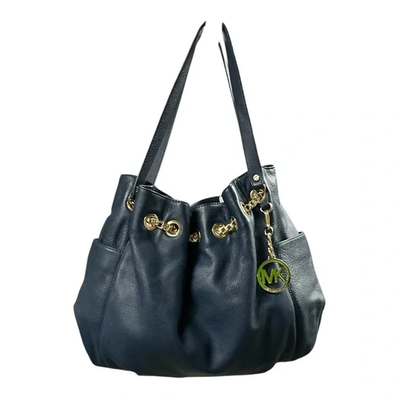 Michael Kors - EC - Navy Blue Leather Tote Bag With Unbranded Dust Bag - Picture 2 of 8